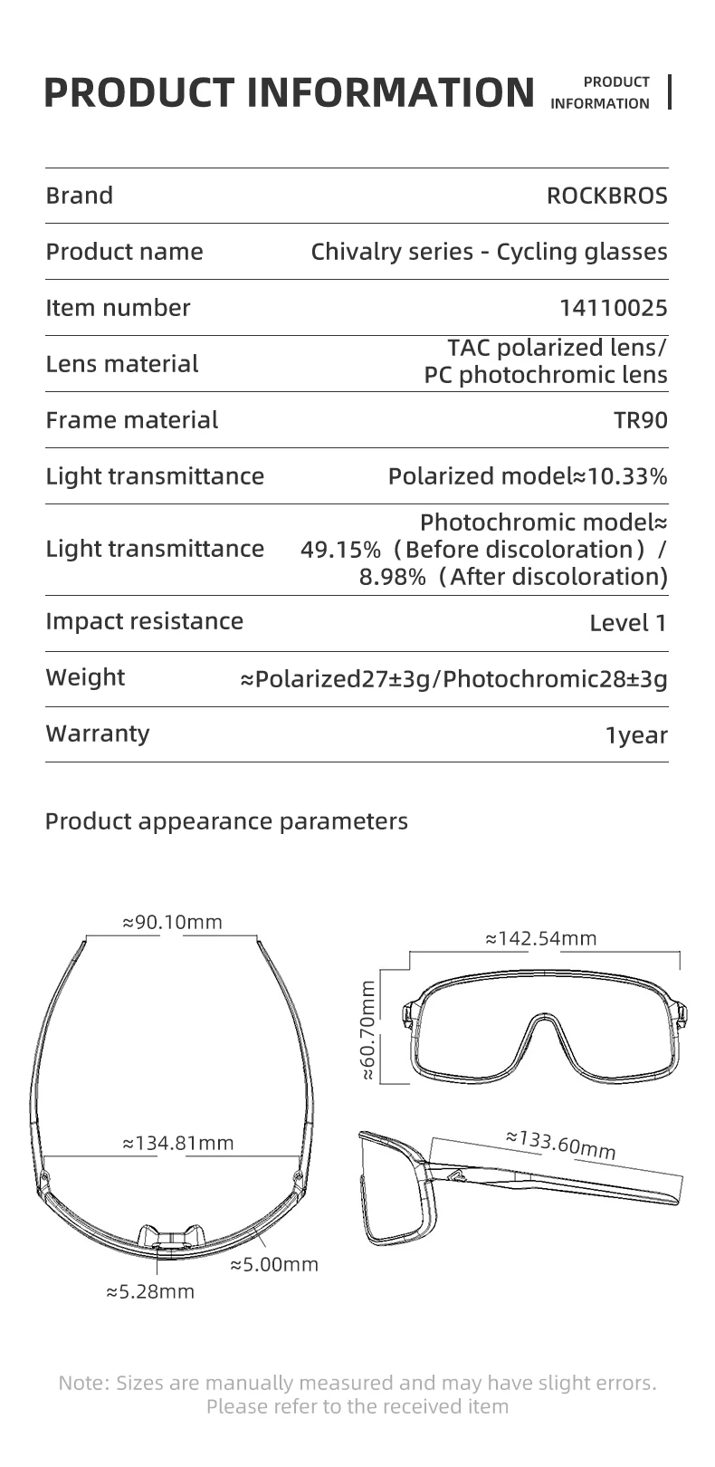 ROCKBROS rad brille leichte polarisierte photochrome brille UV400 sonnenschutz HD-Ansicht großer rahmen MTB fahrrad brille – Detail 3