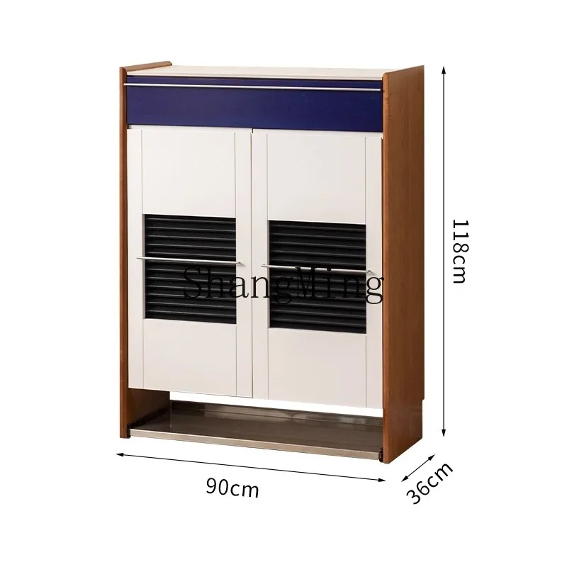 

ZHB solid wood shoe cabinet medieval solid wood entrance cabinet cherry wood small apartment retro narrow shoe changing