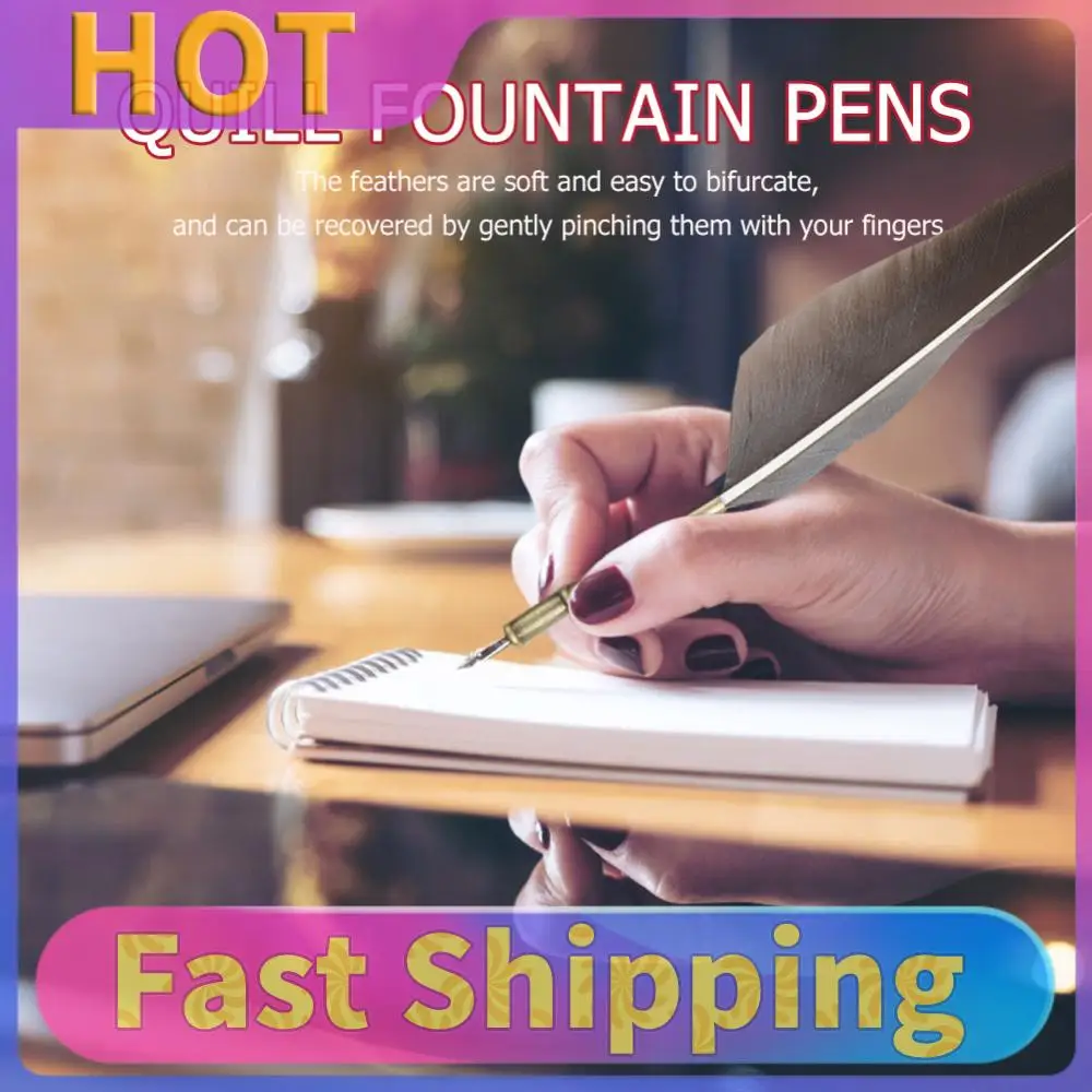 

Feather Dip Pen Vintage Writing Ink Pen Creative Calligraphy Quill Pen 5 Stainless Steel Nibs for Teachers Students