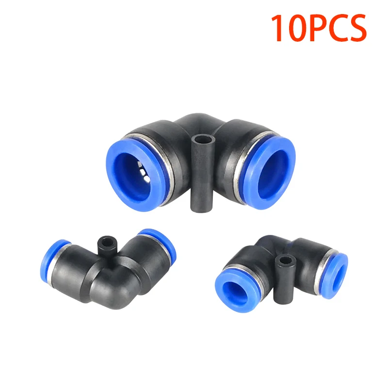 PV Degree Elbow Pneumatic Quick Fitting Plastic 4mm 6mm 8mm 10mm Air Parts Pipe Push In Water Quick Connector Slip Lock 2 Way