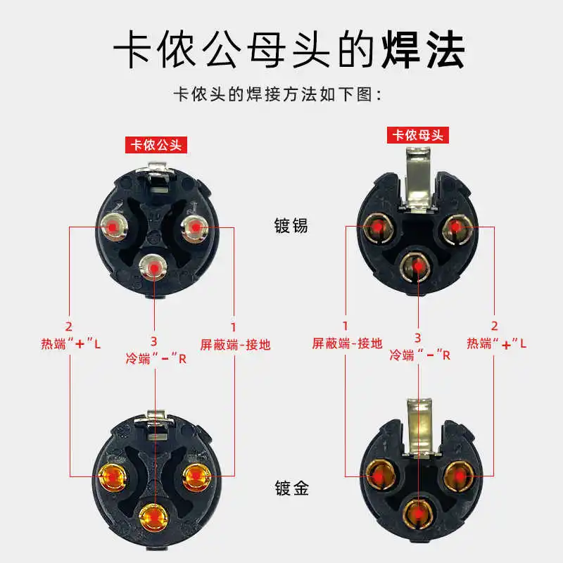 1/510/20/30 Pcs Rean XLR Plug Connector Ys176 Three Core Male Female Xlr Plug Microphone Line Audio Balance Cable Connector Plug