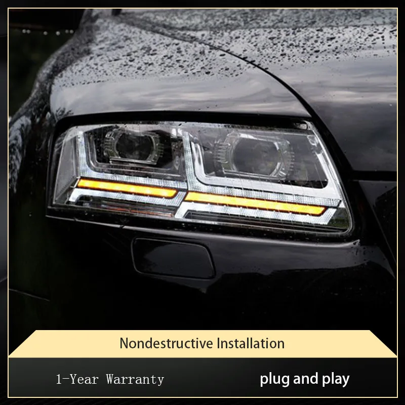 Head Lights For Audi A6L 2005-2011 Full LED Car Light Fashion Projector Bifocal Lens DRL Signal Front Lamp Tools Accessories