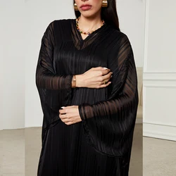 Hot Selling Abaya Set For Muslim Women Kaftan Dubai Luxury Shiny Batwing Sleeve Evening Party Dress Modest 2 Piece Muslim Sets