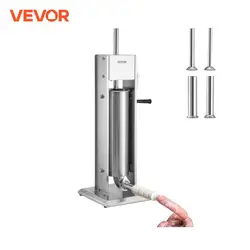 VEVOR Máquina con 4 Tubos de Relleno Manual para Salchichas, 7 l, Color Plateado