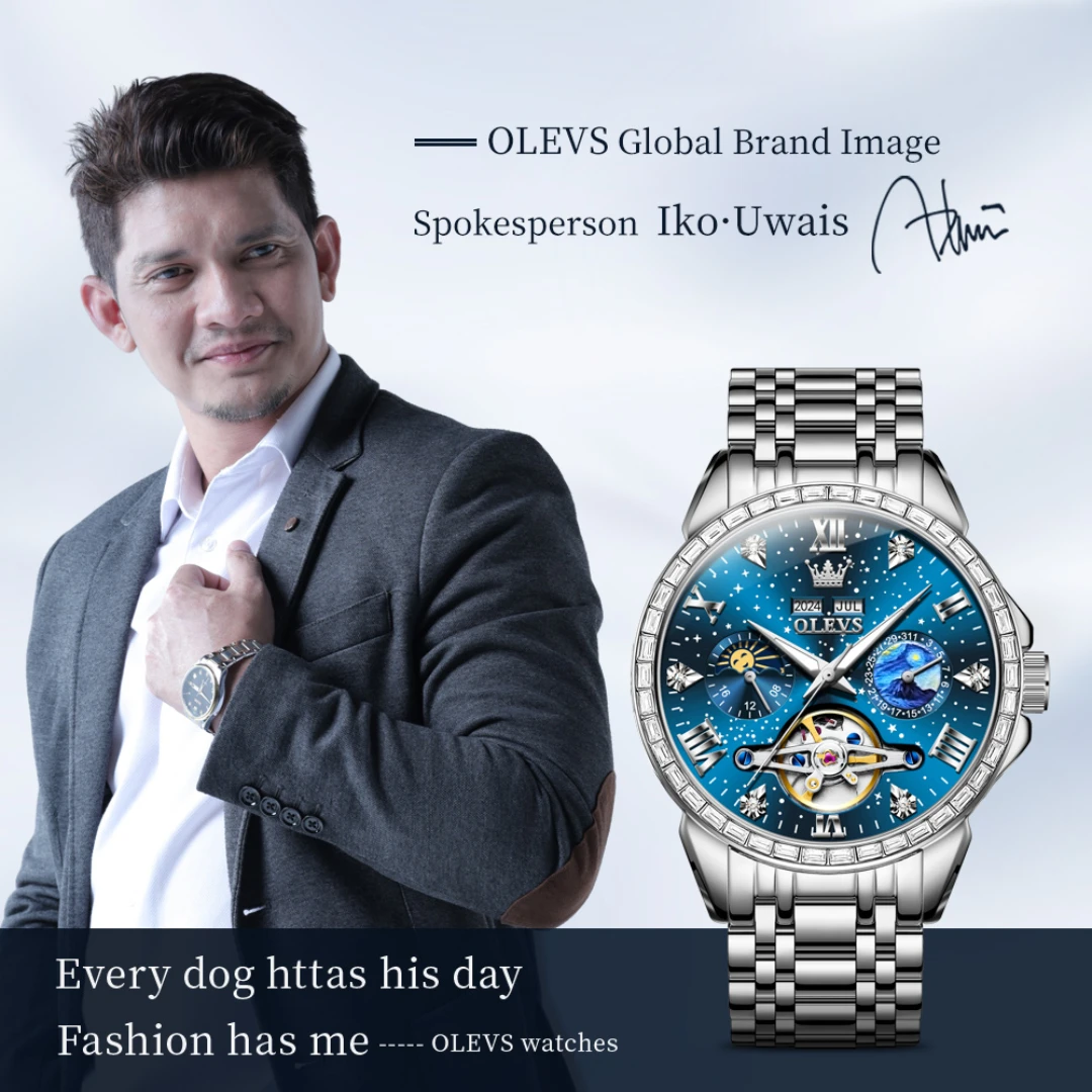 OLEVS 6712 Mechanical Fashion Watch Gift Round-dial Stainless Steel Watchband Wristwatch