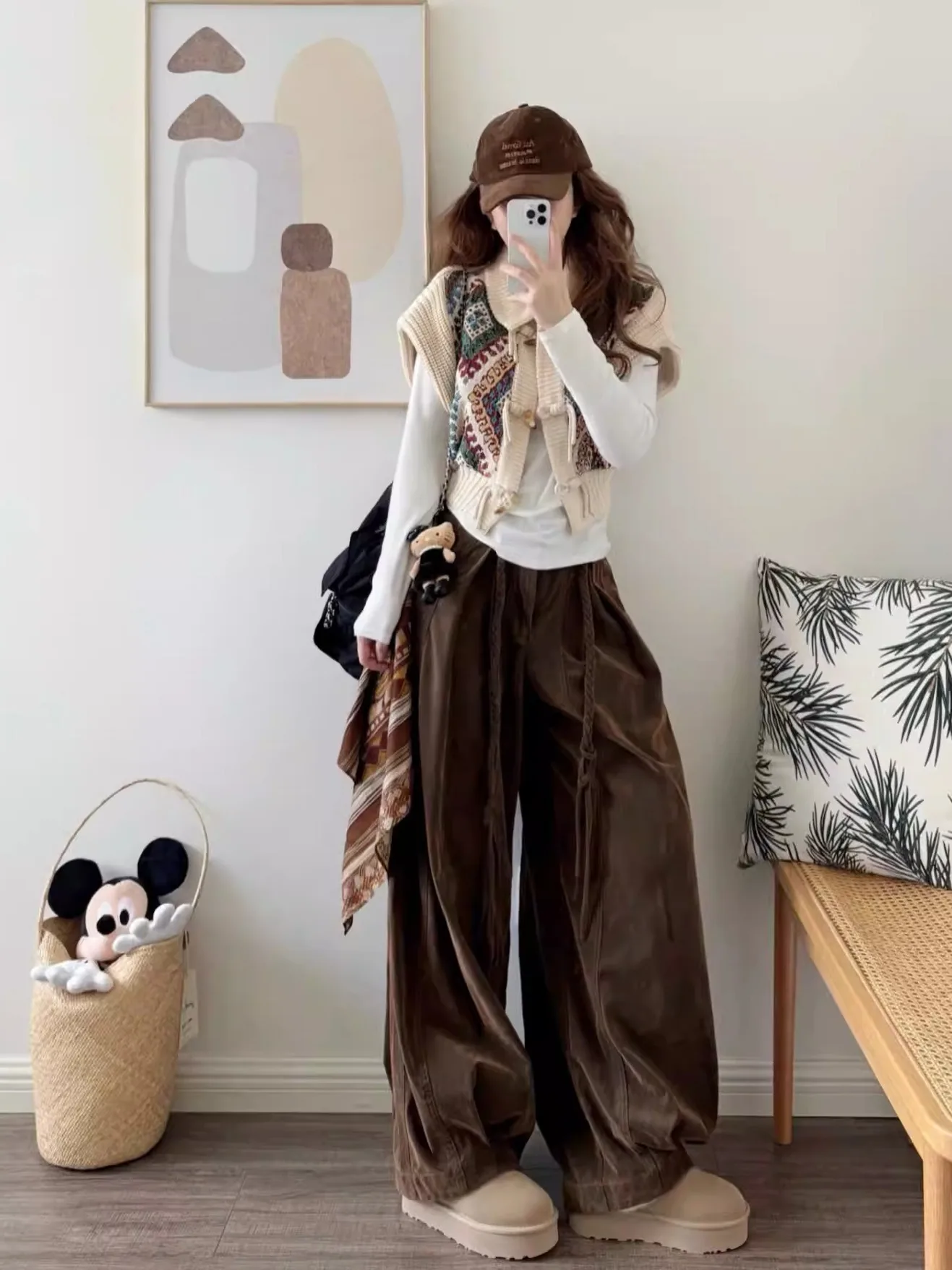 New Chinese Style Knitted Short Sleeveless Jacket Women's Autumn Winter Ethnic Vintage Short Cardigan  Collar Warmth Oute...