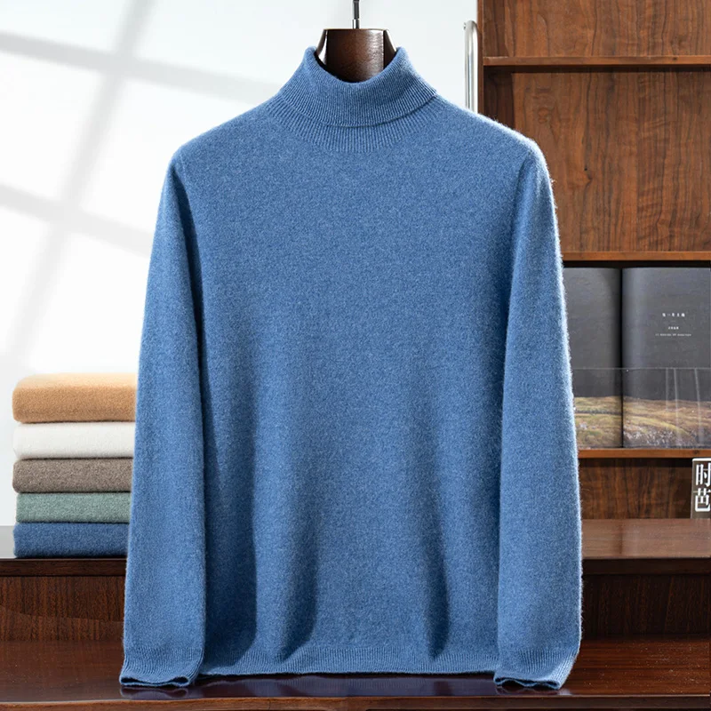Men Pullovers 100% Cashmere Aurumn Winter New Fashion Turnleneck Long Sleeve Standard Jumpers For Male Sweater 15Colors