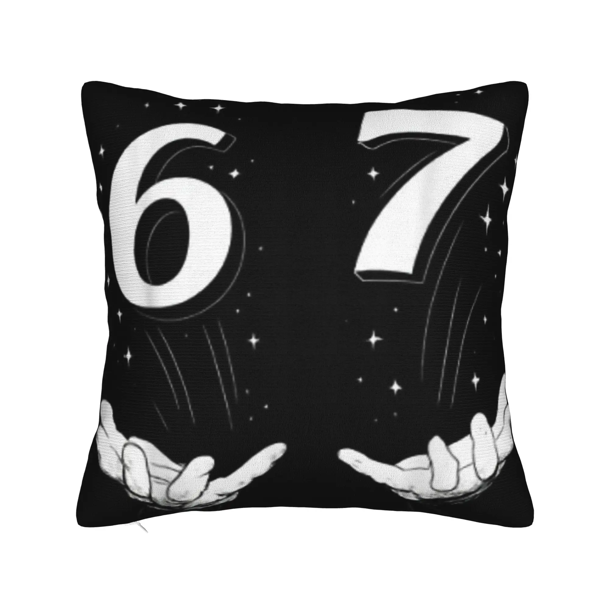 67 Meme Hands Six Seven 6 7 Pillow Case  Comfy Pillow Cover Retro Trendy Pillowcases For Living Room Sofa
