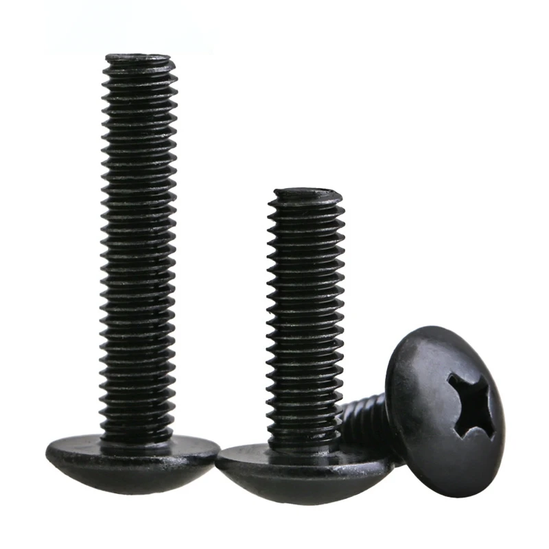 M3 M4 M5 M6 Carbon Steel Cross Recessed Round Head Machine Screws Mushroom Head Screws Black Steel/Nickel/Color Zinc Plated