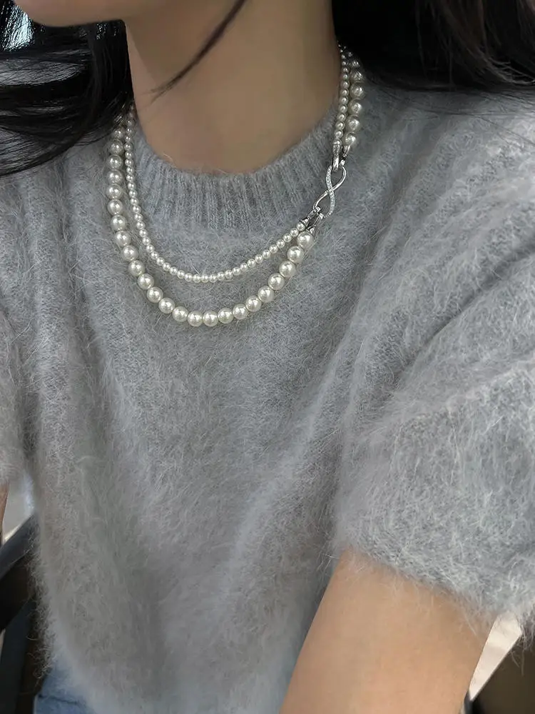 

Silver ingot gray freshwater pearl necklace 925 sterling silver necklaces for women Chain for Women Party Fine Jewelry Gift