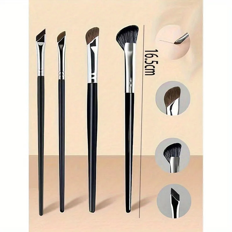 4-częściowy zestaw pędzli do konturowania nosa, pędzla do rozświetlania i pędzla do eyelinera, pędzel do konturowania z fazowym ostrzem