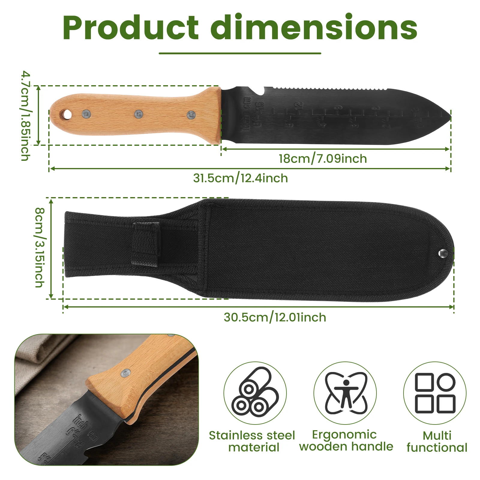 Garden Hori Hori Knife Stainle - Harvest Knife Garden 评论和价格