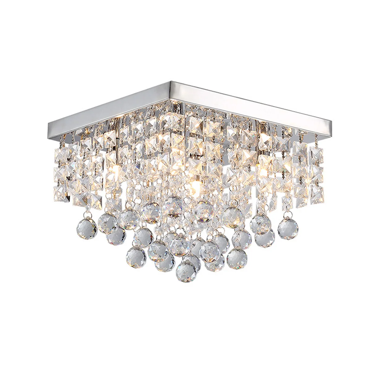 

Hot Sale Silvery Square K9 Crystal LED Chandelier For bedroom Aisle Lighting Fixture Drop Ceiling Lighting