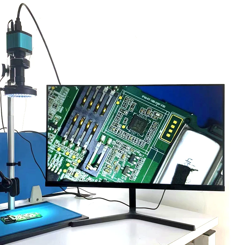 48MP 4K 1080P HDMI USB Video Microscope Camera 10 -130X Zoom C Mount Lens Ultra High Working Distance For Phone Repair Soldering