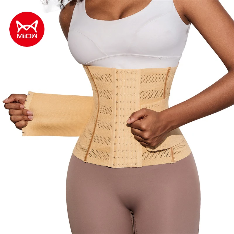 MiiOW Double Breathable Abdomen Tightening Shapewear Waist Trainer Posture Corrector Bodysuit Body Shaper Women's Tummy Girdle