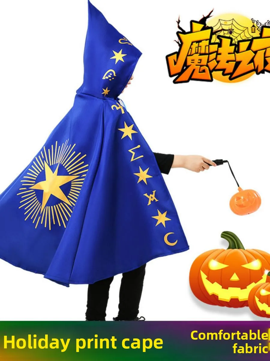 Sombrero de mago de Halloween, bata para niños, disfraz de actuación, gorra de arp, disfraz de escenario, ropa Par, Material de poliéster