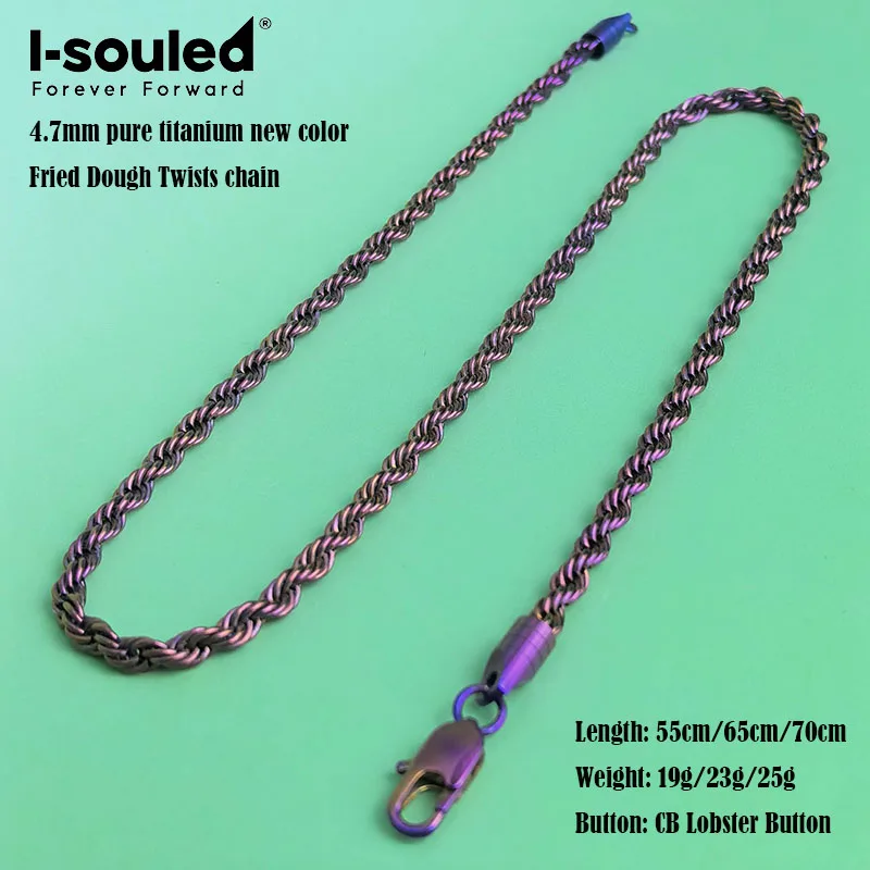 4.7mm new pure titanium electrolytic anodizing color Fried Dough Twists chain necklace simple/fashionable