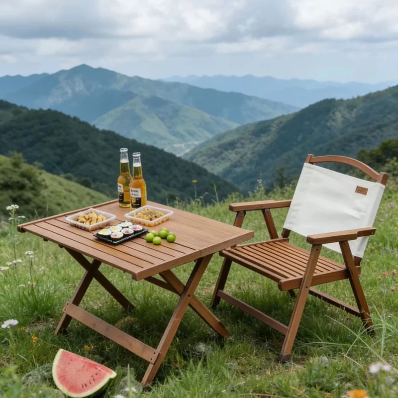 Outdoor bamboo waterproof and lightweight folding table Multifunctional picnic table set Modern design