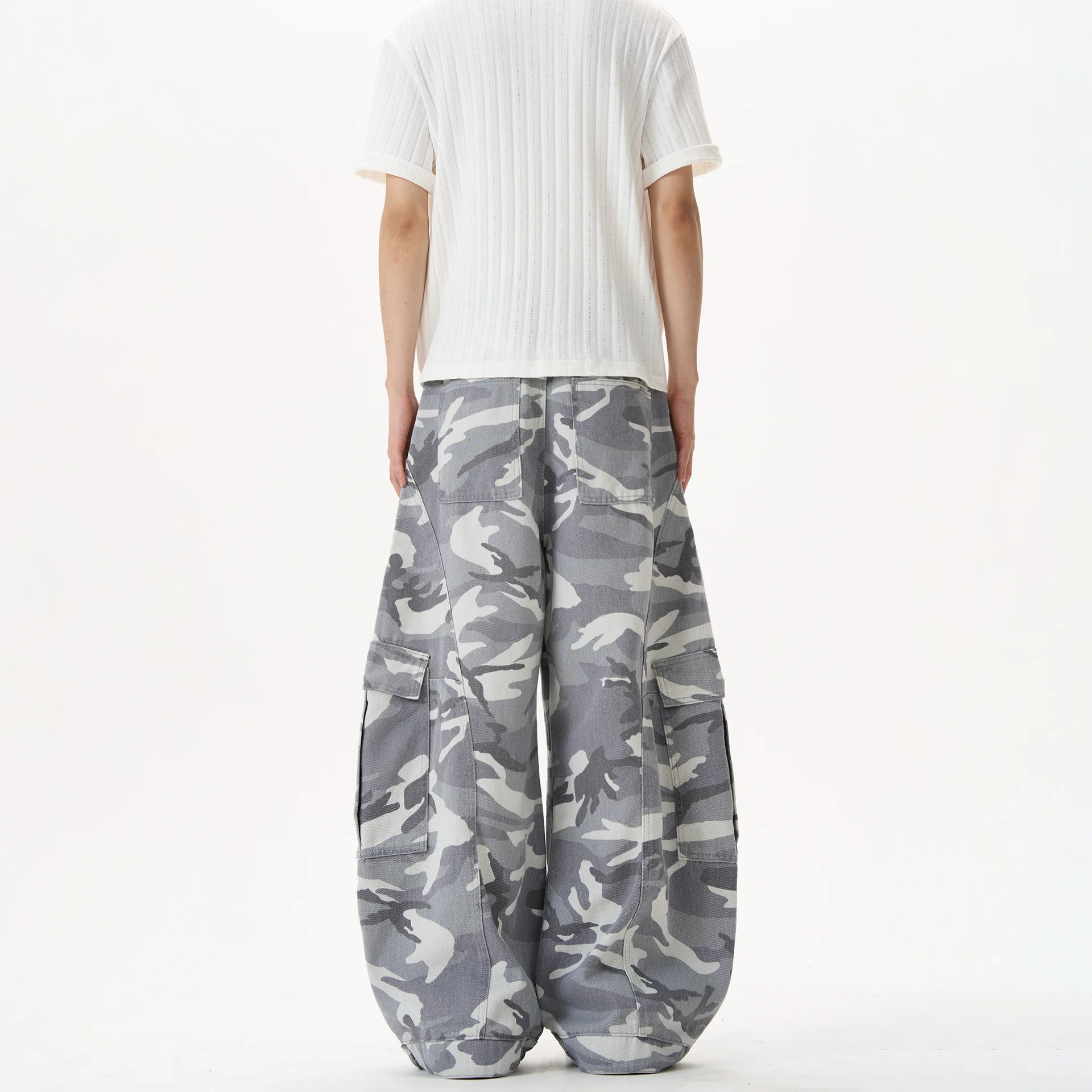 Camo Men\'s Baggy Jeans American Style Y2K Denim Pants Wide Leg Office-to-Street Trousers Outdoor Streetwear Hip-Hop Pants