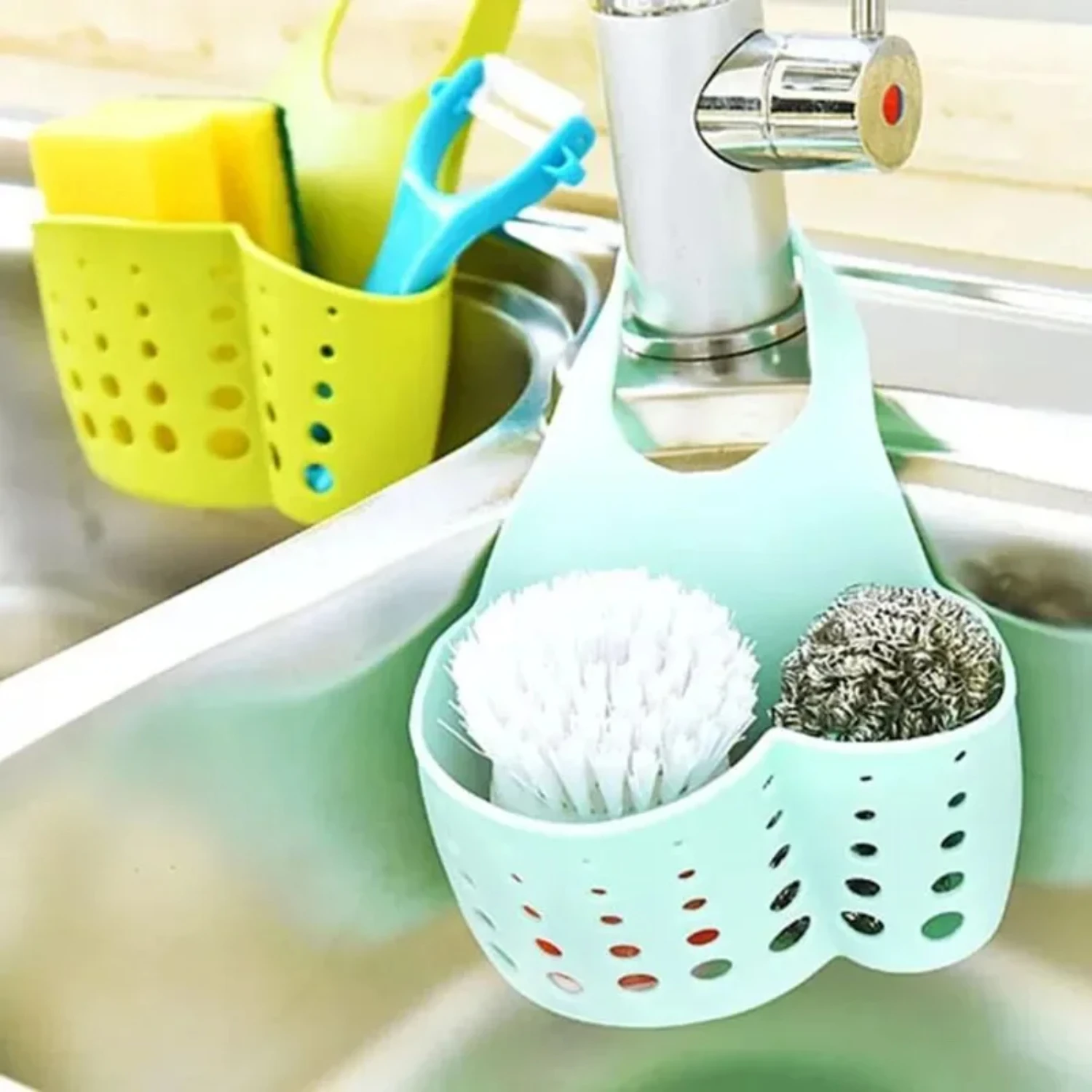 1Pc Kitchen tool Portable Basket  Kitchen Hanging Drain Basket  Bath  Tools Sink Holder Kitchen Accessory Utensils