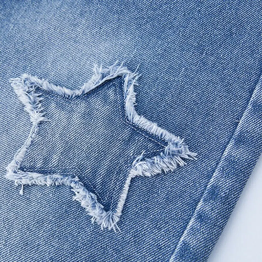 

Ins Embroidered Stars Teens Girl Jeans Loose High Waist Children Y2K Jeans Cowboy Pants Wide Leg Girls Denim Trousers Streetwear