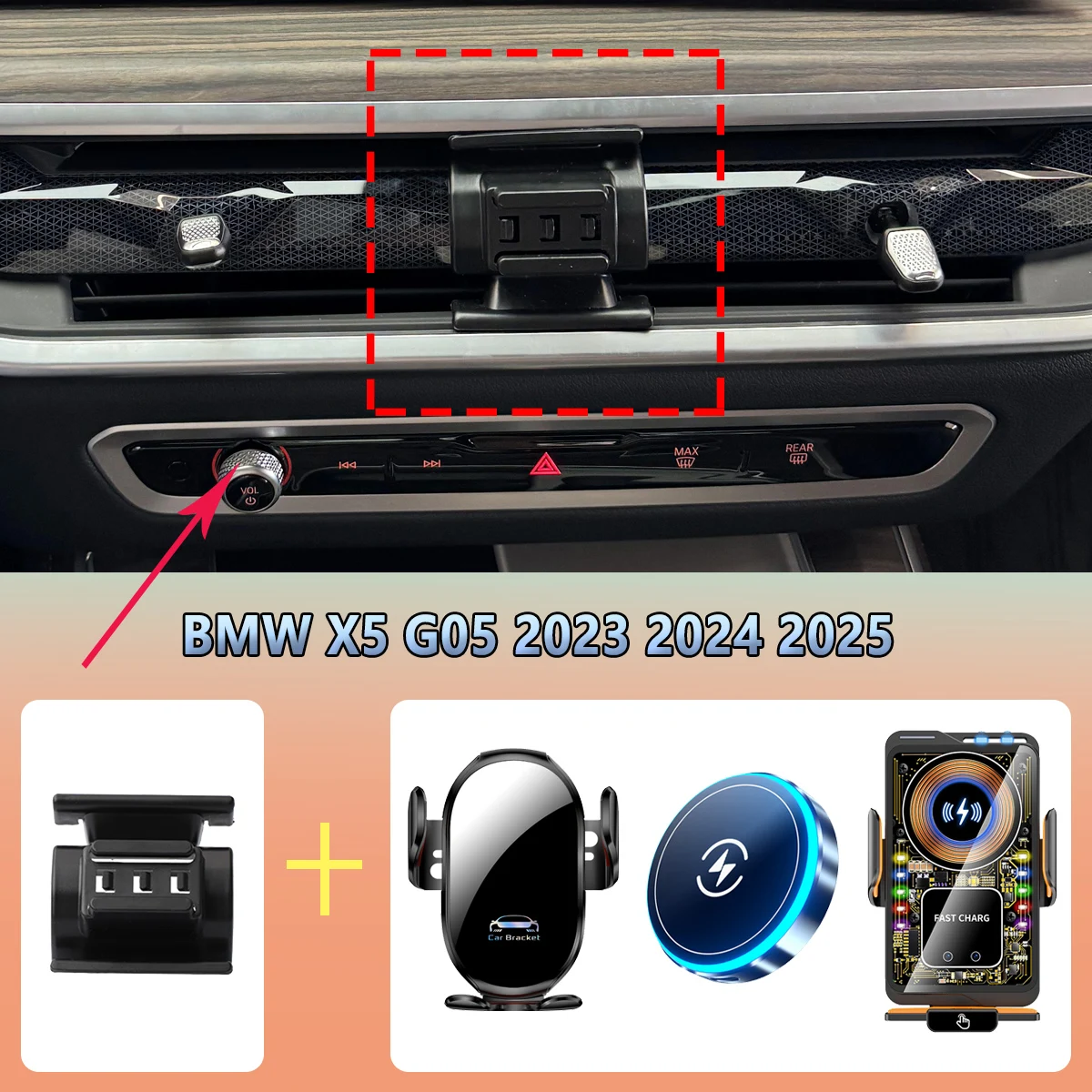 Suporte do telefone do carro para bmw x5 g05 2023 2024 2025 carregamento magnético sem fio dedicado detecção automática acessórios de montagem do tele