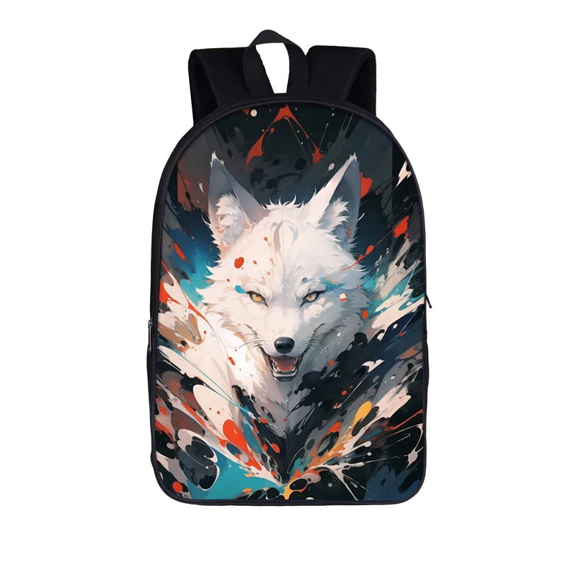 Cool Paint Splatter Animal Print Backpack Watercolor Wolf Tiger Horse School Bags for Kids Bookbag Laptop Daypack Rucksacks Gift