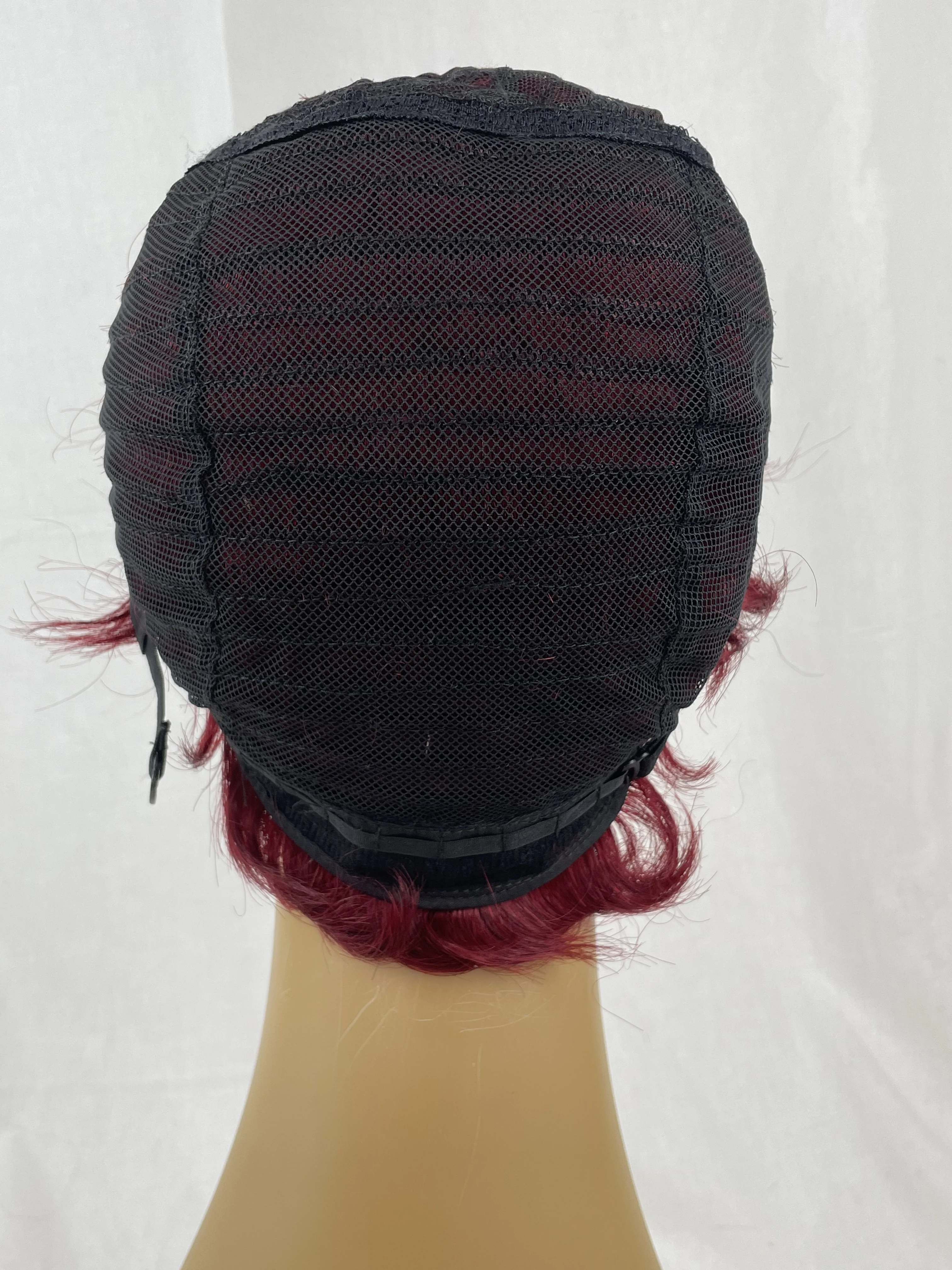 ショートフィンガーウェーブ ピクシーカットウィッグ 機械製 人毛ウィッグ マミーヘア 黒人女性用 99J 6インチ