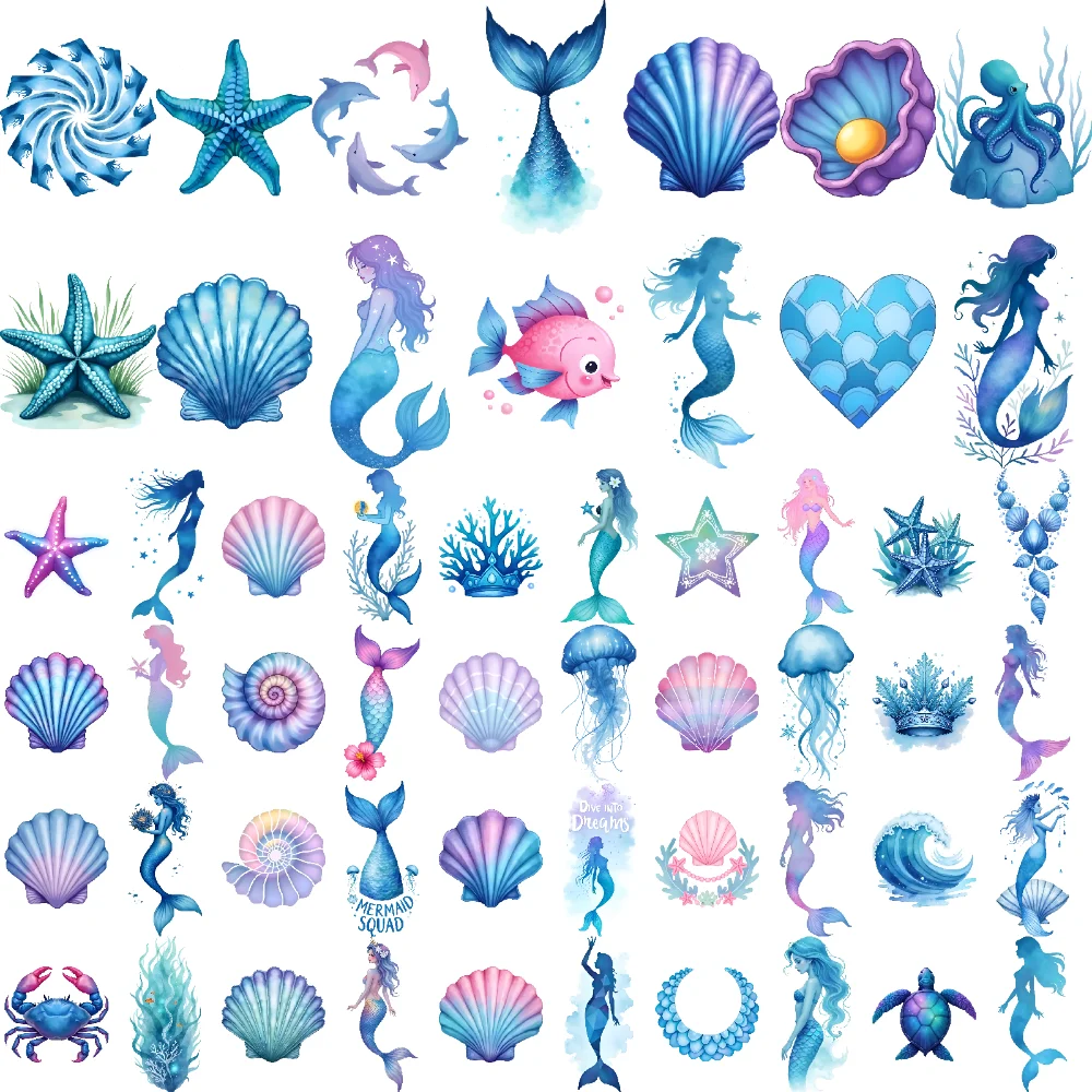 

63pcs Temporary Tattoo Heart Watercolor Coral Jellyfish Waterproof Long-lasting Body Stickers Turtle For Arms Adults