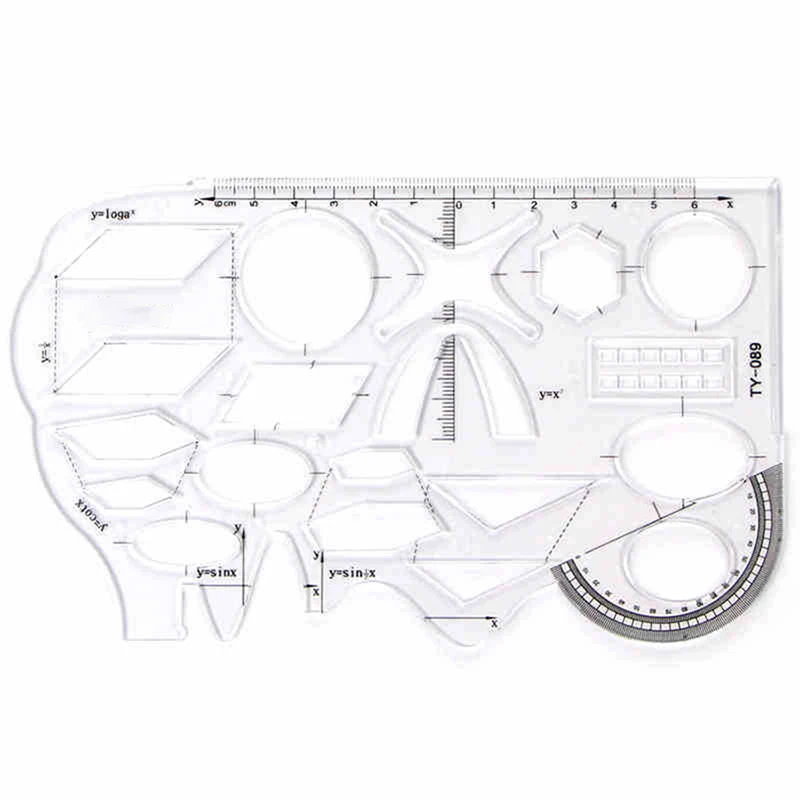 Multifunctional Geometric Ruler with Protractor Students Geometry Math Drawing Tool Universal Ruler School Office Supplies