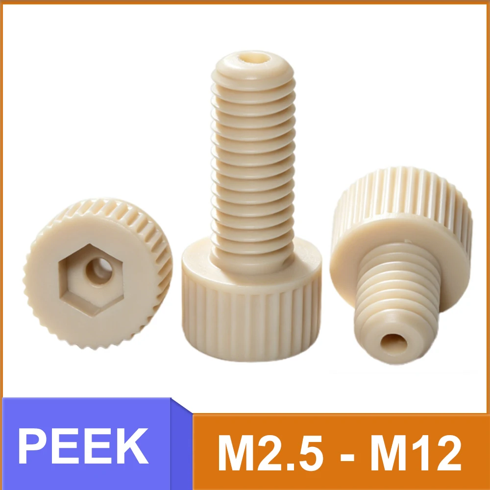 10pcs M2.5-M12 PEEK Through Hole Hex Socket Cap Head Screw Vacuum Venting Air Exhaust Hollow Thread Bolt Wire Through Fastener