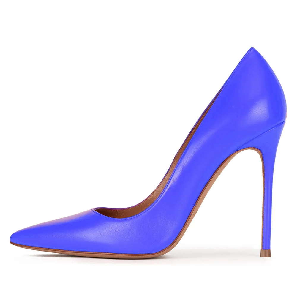 Zapatos de tacón alto de 12CM para mujer, zapatos de trabajo sexys a la moda para oficina, sin cordones, punta puntiaguda, talla 34-46, azul, color nude, rojo, envío directo