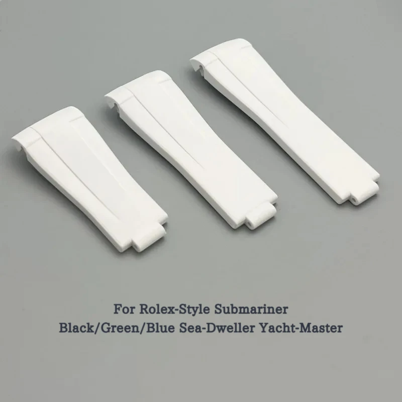 حزام مطاط FKM ذو نهاية منحنية لآلة الغواصة على طراز رولكس | حزام غوص مقاوم للماء مقاس 20 مم لليخوت ساكن البحر باللون الأسود #1