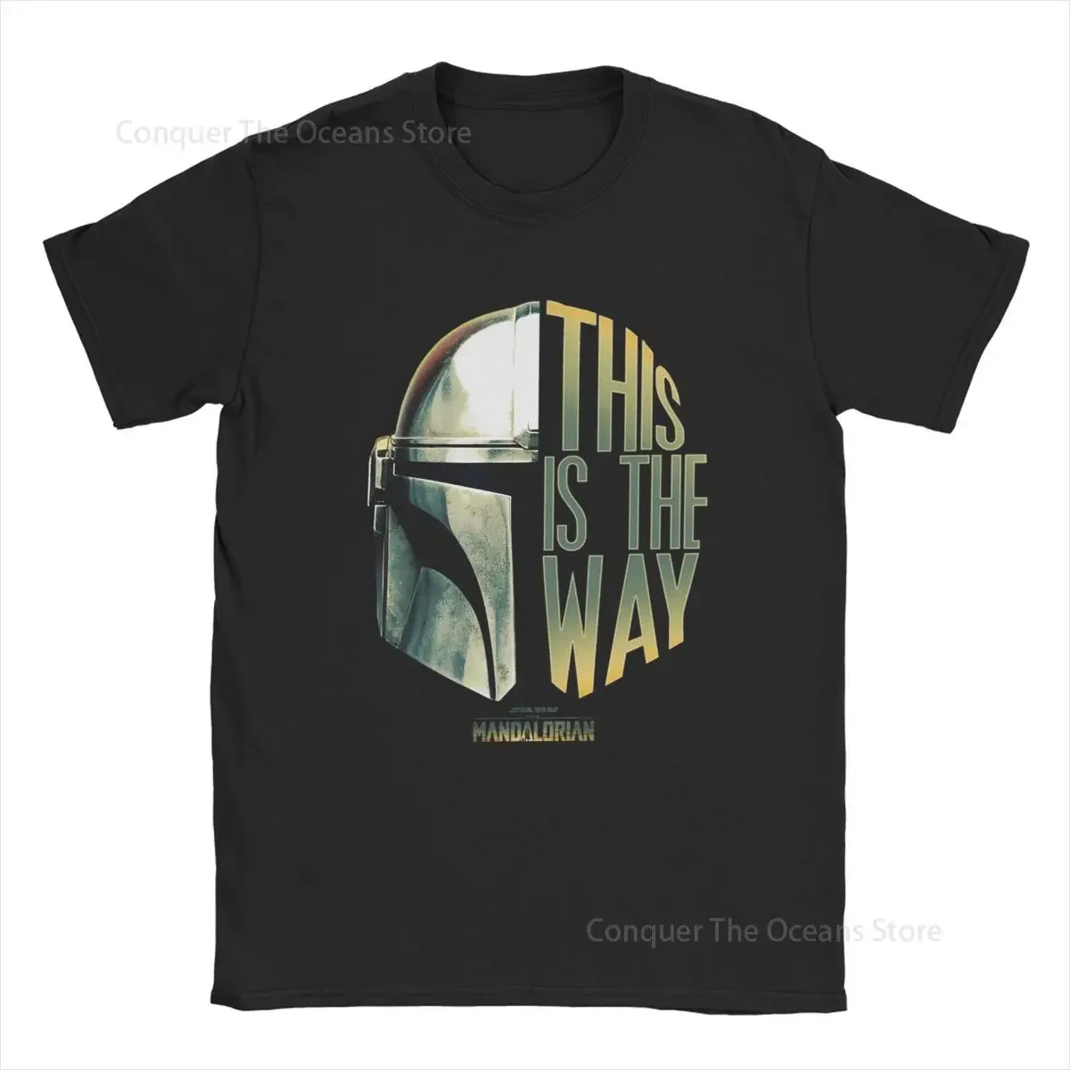 This Is The Way Helmet Men‘s T-Shirt The Mandalorian Print Pattern Oversize Vintage Tee Hip Hop T-Shirt 100% Cotton Casual Tops