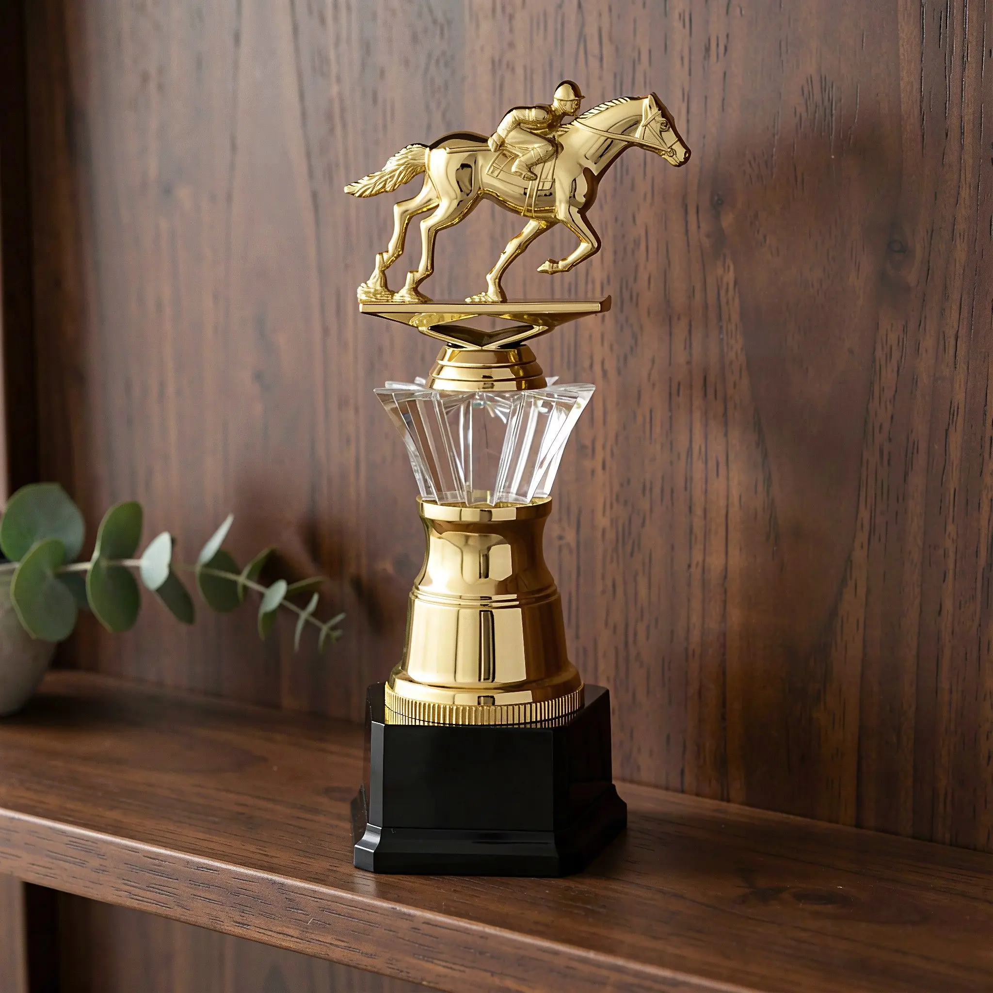 Horse Racing Trophy Cup Golden Base Plastic Horse Riding Sculpture Equestrian Prize Award Derby Champion Keepsake