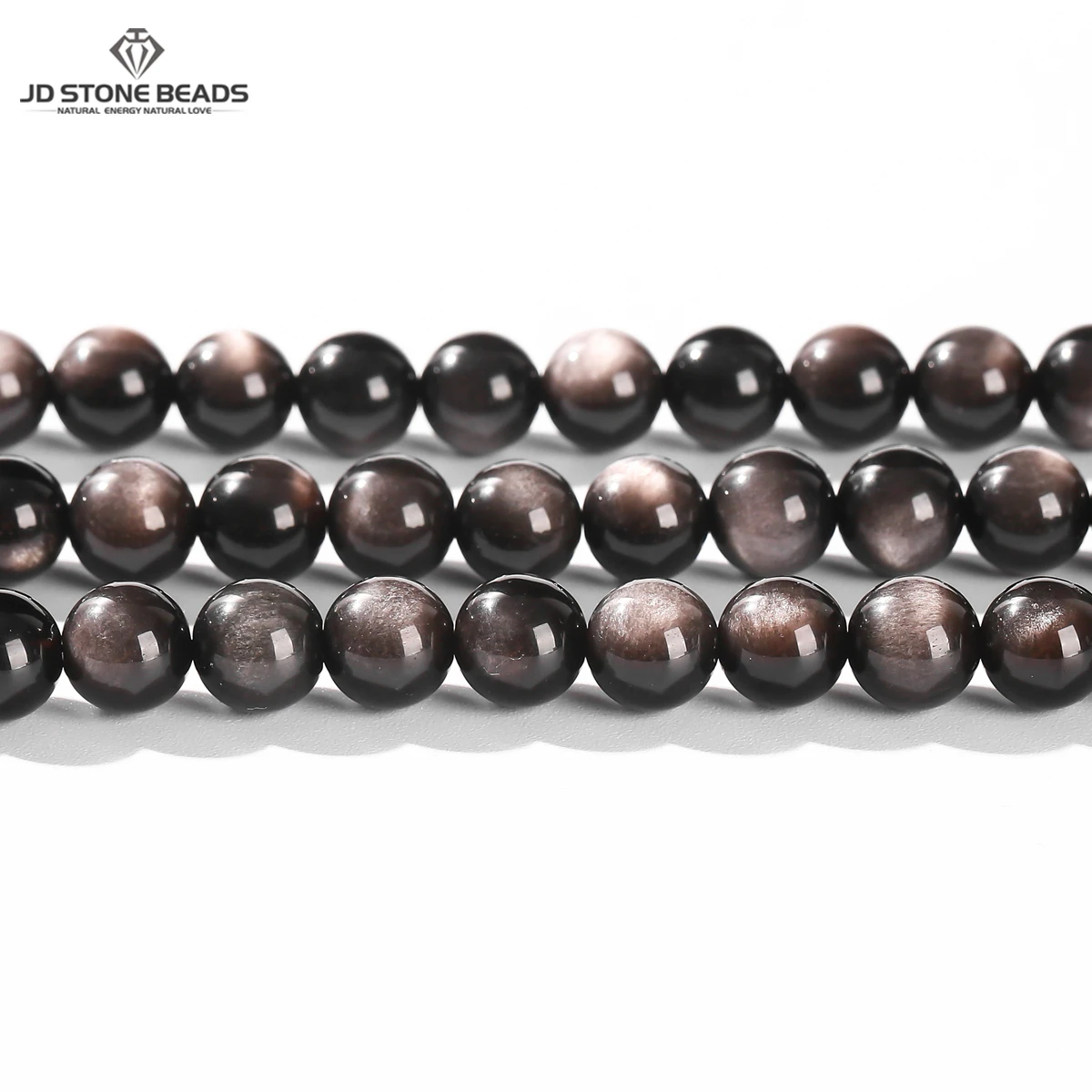 

7A Grade Natural Stone Silver Sheen Obsidian Beads Round Loose Spacer Bead For Jewelry Making DIY Necklace Bracelet Accessory