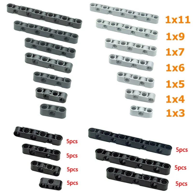 คานอิฐแบบไม่ใช้แขนยกของแบบ DIY ชิ้นส่วนเทคนิคพิเศษ1X3 1x4 1X5 1X6 1x7 1x9 1x11บล็อกตัวต่อรูตรงกลางคาน