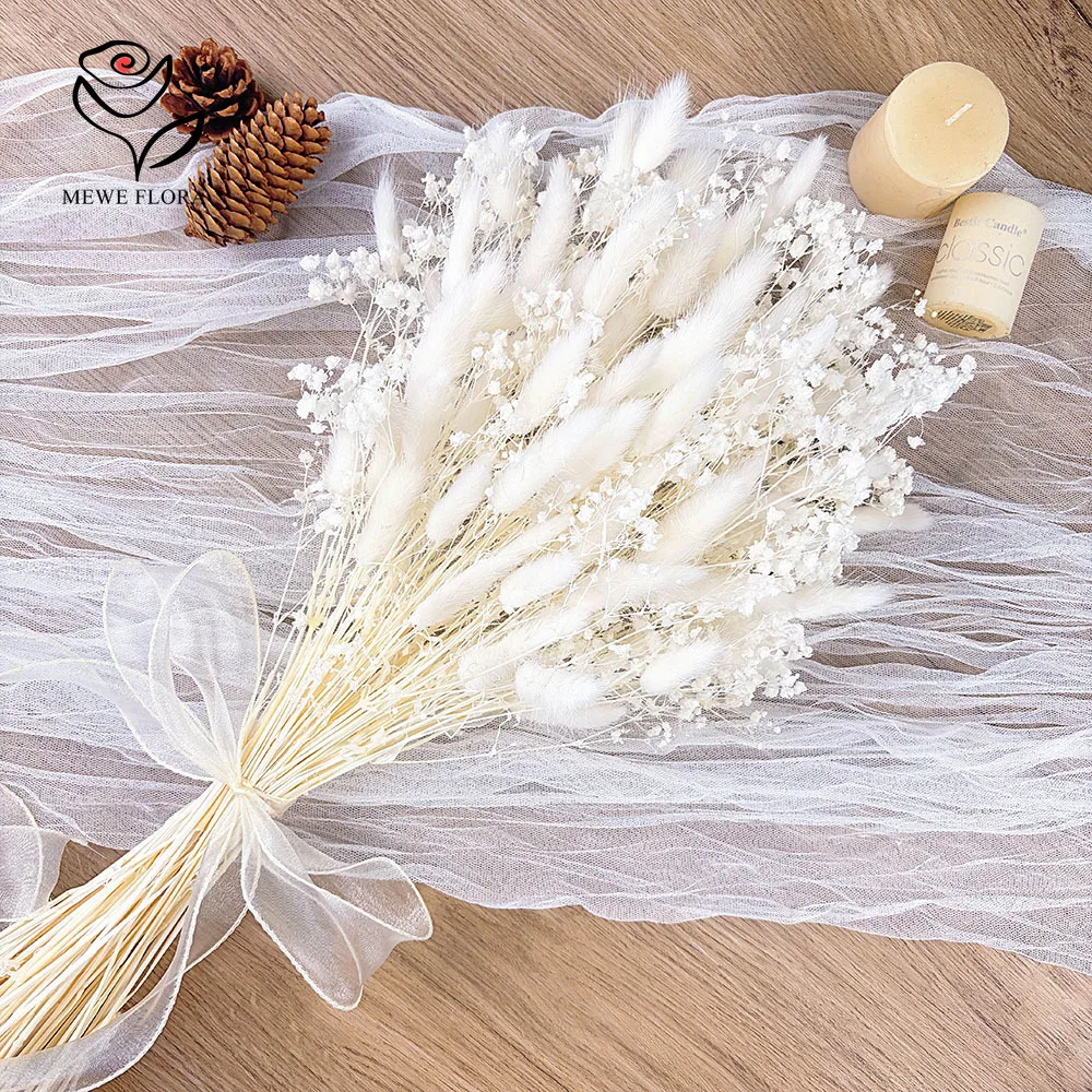 Natural Dried Gypsophila Flower Bouquets Best Boho Chic Home Decor Real Bunny Tails Grass Baby Breath Bunch Valentine's Day Gift