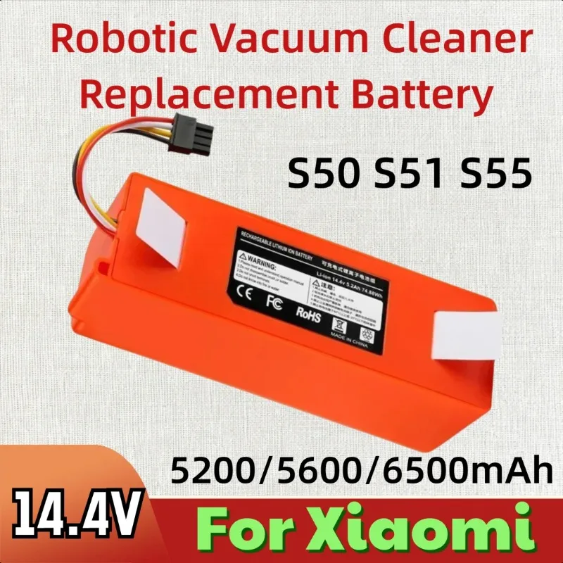 

14.4V 6500mAh Robotic Vacuum Cleaner Replacement Battery for Xiaomi S50 S51 S55 Li-ion Battery