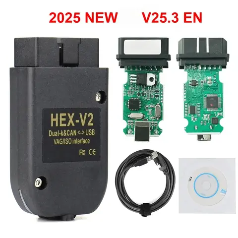V25.3 VAG COM HEX 스캐너 도구 케이블 OBD2 진단 다국어 HEX V2 Wesheu VC-DS VAG COM 아우디 스코다 폭스바겐 차량용