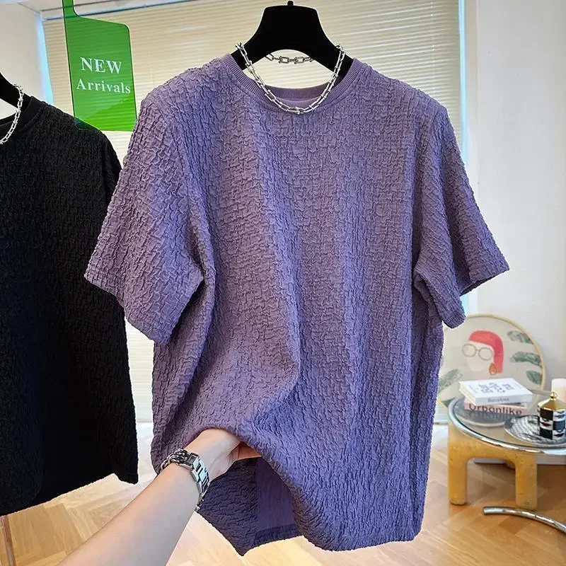 2025 New  Men Loose T-Shirts Casual Lazy Breathable Quick Drying Short Sleeves Cool Fashion Korean Outdoor High Street Top