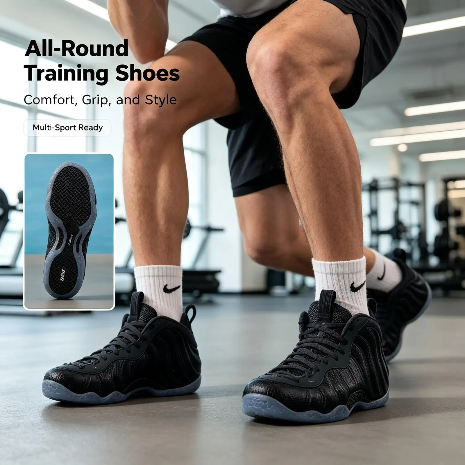 Nike Men's Black White Training Sneakers Breathable Non-Slip Running Shoes Comfortable Athletic Footwear for Gym Outdoor Sports