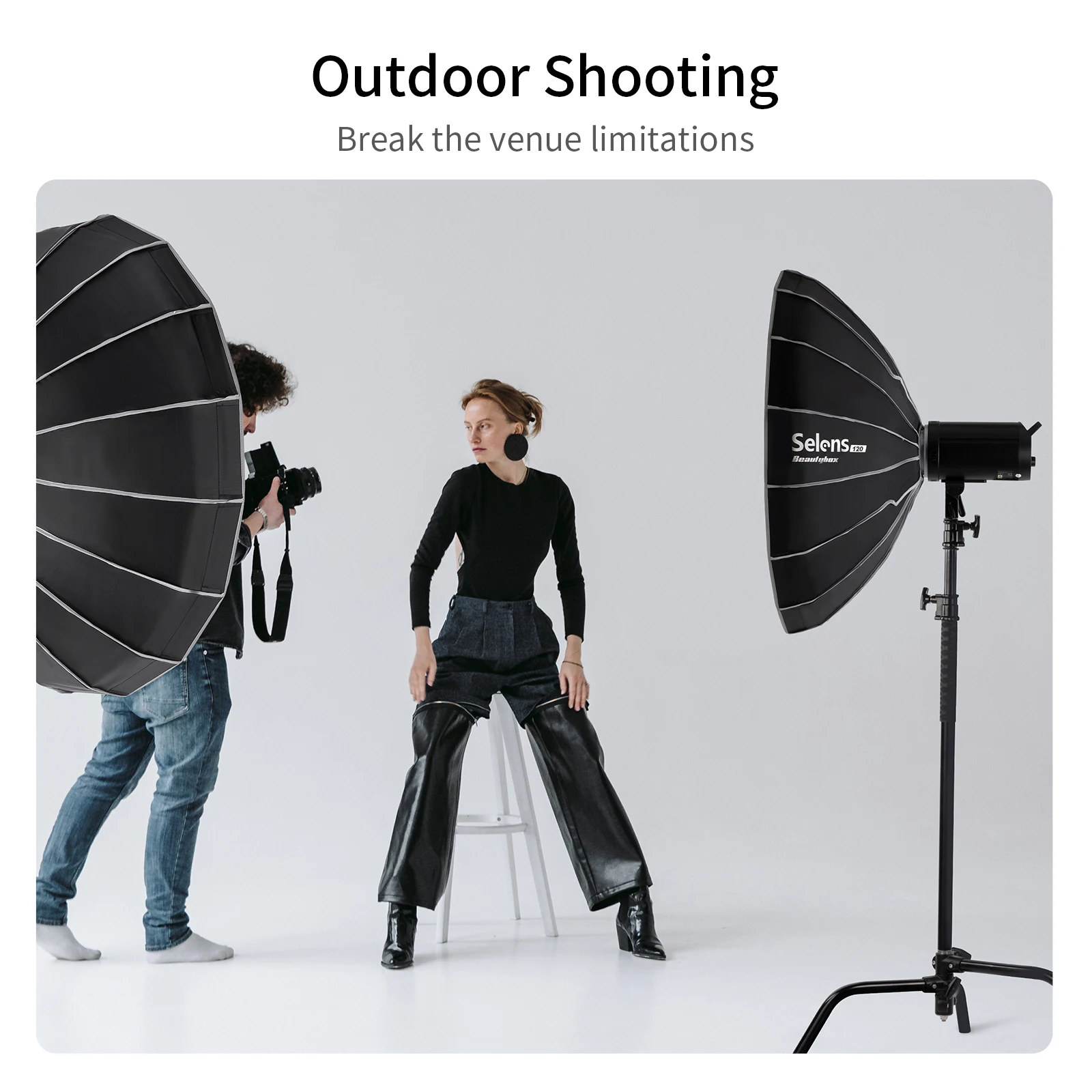Selens 65/85/120 سنتيمتر مظلة الرادار سوفت بوكس سلسلة للتصوير استوديو COB ضوء فلاش الفيديو الضوئي