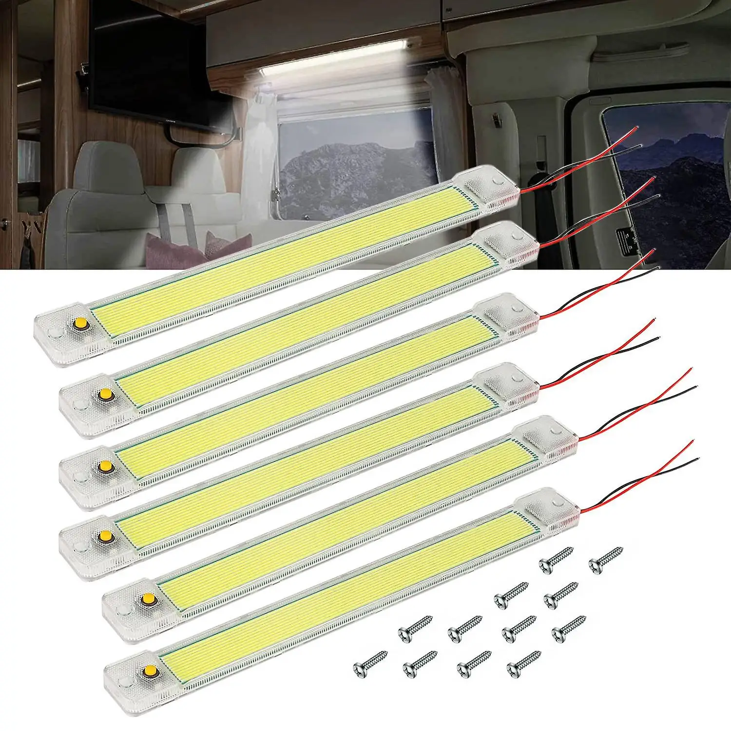 6pcs 12v-24v 84led T5 Cob Interior Light Cob Cabin Lights For Cars