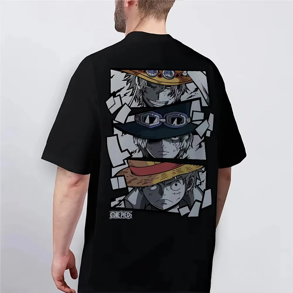 2026 Neu One Piece Monkey D. Luffy Portgas D. Ace Sabo Anime Bedrucktes Kurzarm-T-Shirt für Herren und Damen – Herren-Oberteile