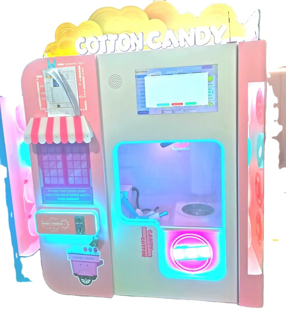 Factory wholesale Unattended Operation fully automatic Cotton Floss Candy Machine Cotton Candy Vending Machine for kids