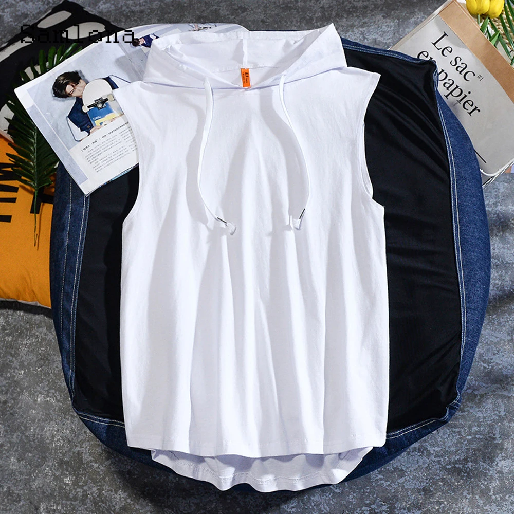 

Samlona размера плюс 4xl 5xl мужские новейшие повседневные майки Мужская одежда 2024 Корейский жилет из хлопка для отдыха мужские толстовки без рукавов