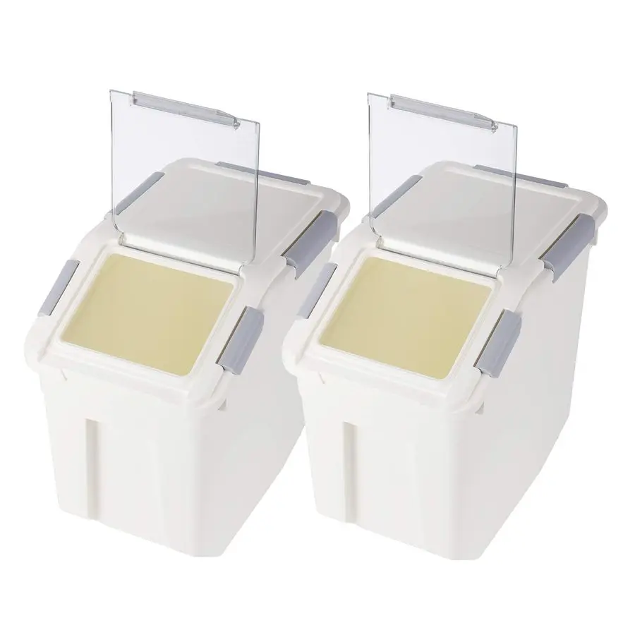 

2Pack 30 lbs Rice Storage Container, 15L Airtight Food Bin with Wheels for Flour, Pet Food