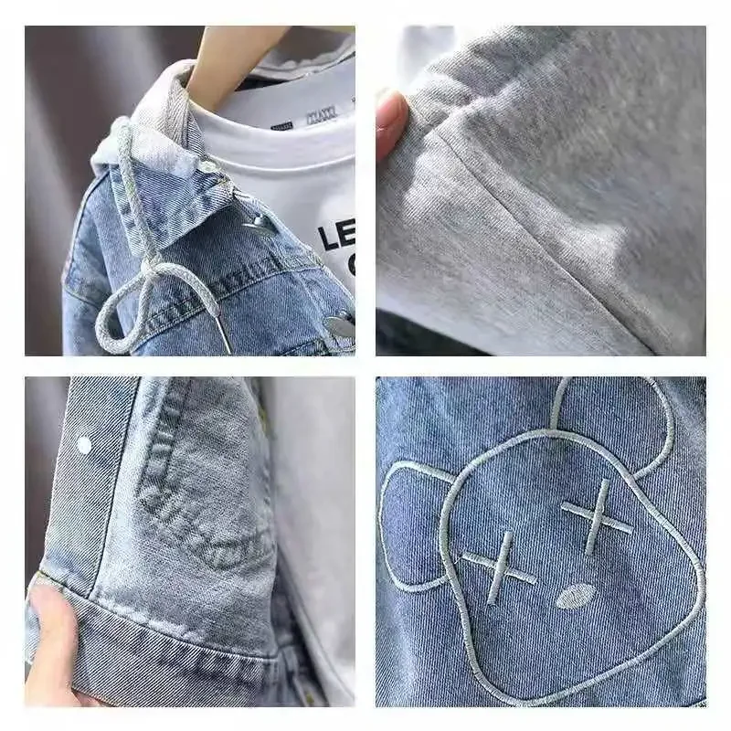 Children\'s Denim Jacket Spring and Autumn Clothes 2024 Fashion Spring Casual Coat For Boy Girl Hooded Jacket Baby Jacket