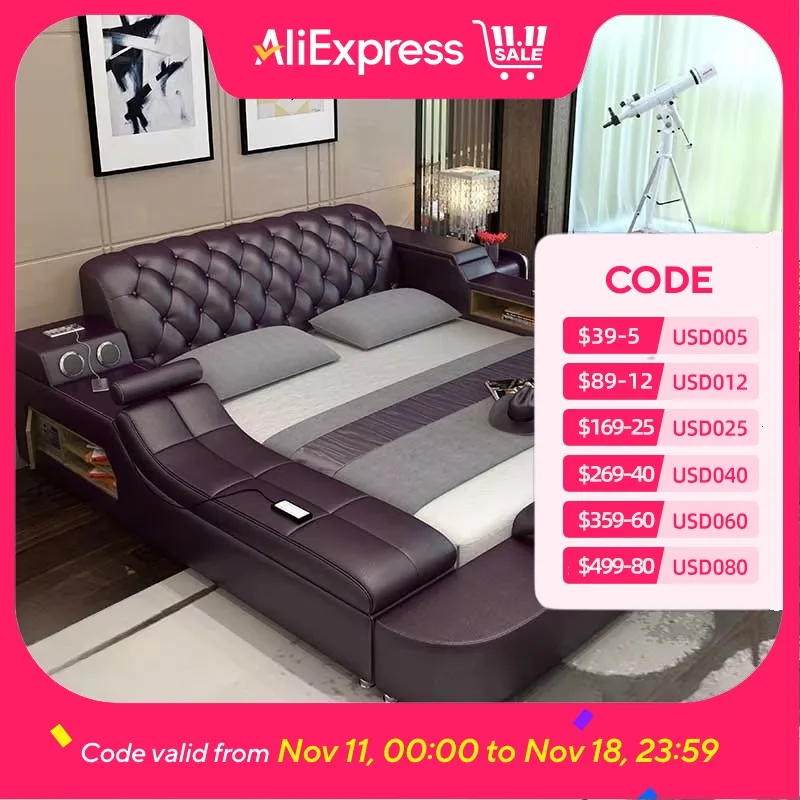 

Modular Royal Nordic Bed Frames Queen Shelves Storage Multifonction Wood Luxury Bed Modern Design Sleeping Lit Home Furniture